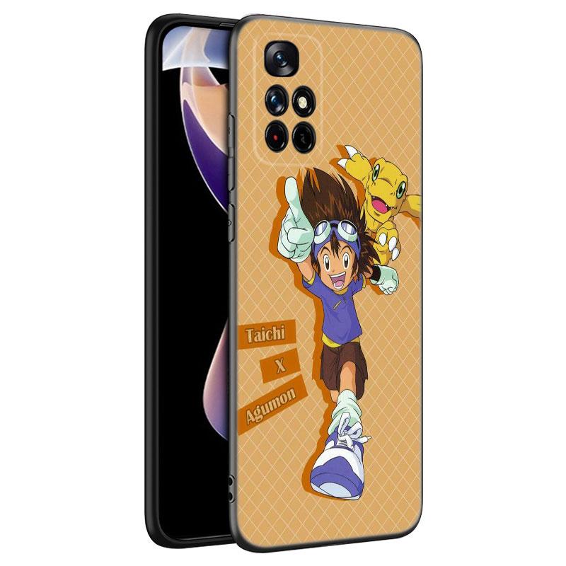 Digital Monster Digimon Black Silicone Phone Case For Xiaomi Redmi Note 9 10 11 11S 11T 12 13 Pro 5G Plus 9S 10S 12S