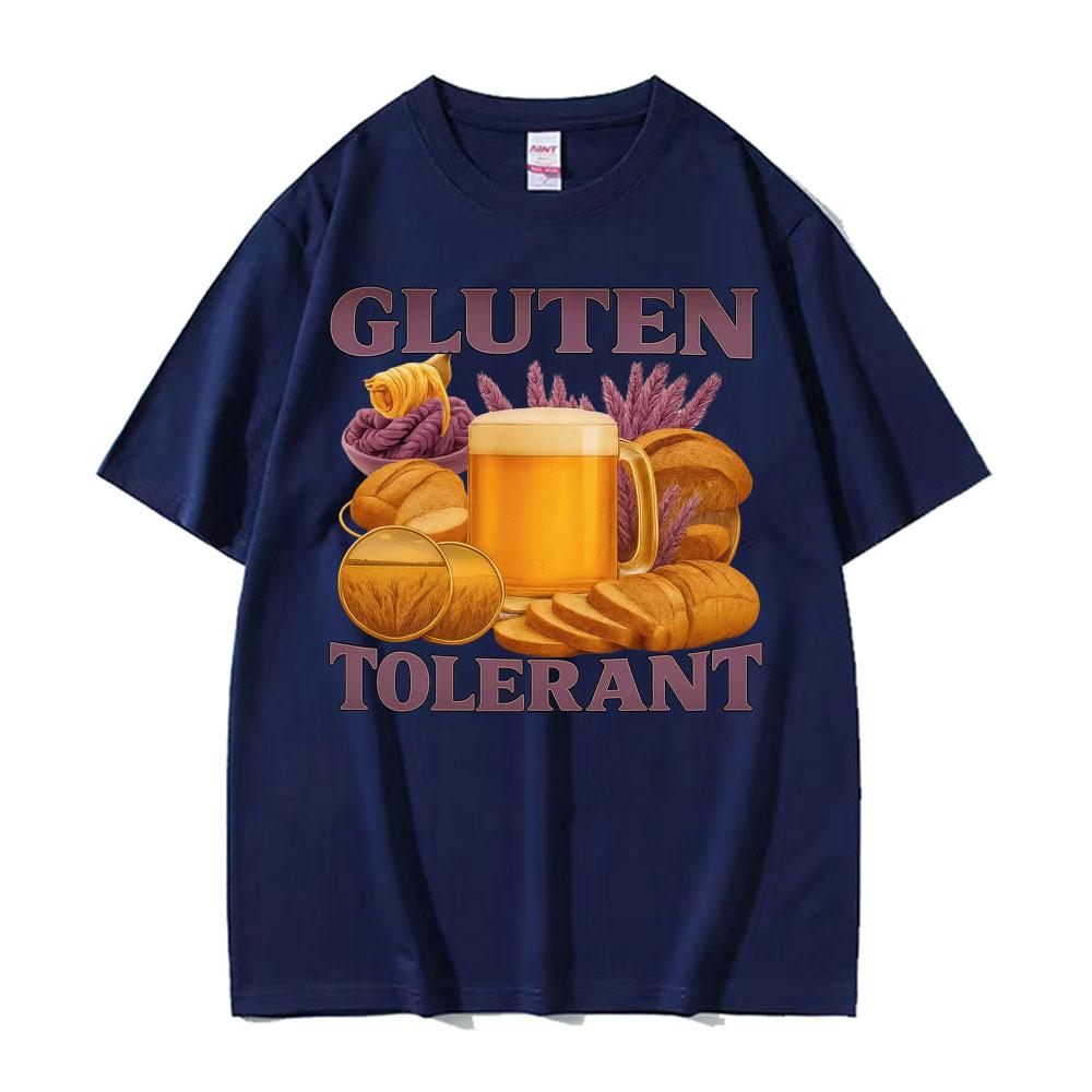 Gluten Tolerant Funny T Shirt Gluten Intolerant Lactose Meme Tee Shirt Unisex Women Fashion Vintage Humor Short Sleeve Tshirt Tops
