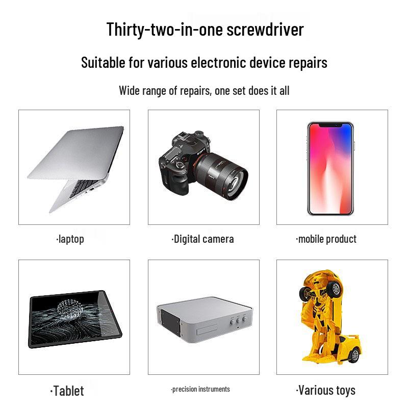 32-in-1 Precision Screwdriver Set for Mobile Phone Repair, CRV Bits, Multi-Purpose Tool.