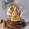 Cypress Wood Sakyamuni Buddha, Guanyin Bodhisattva, Vairocana Buddha, Guan Yu, and The God of Wealth Decor