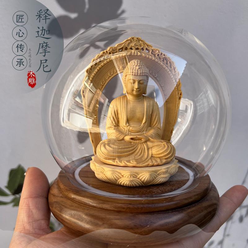 Cypress Wood Sakyamuni Buddha, Guanyin Bodhisattva, Vairocana Buddha, Guan Yu, and The God of Wealth Decor