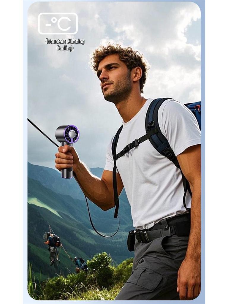 2025 Portable High-Speed Handheld Fan: Smart Digital Display, USB Rechargeable, Mini Size for Outdoor Use