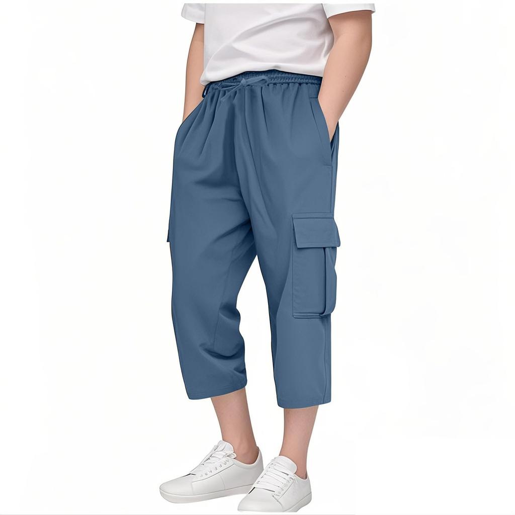 Boys And Girls Three-Quarter Pants Kids Lightweight Casual Loose Outdoor Cargo Sports Pants