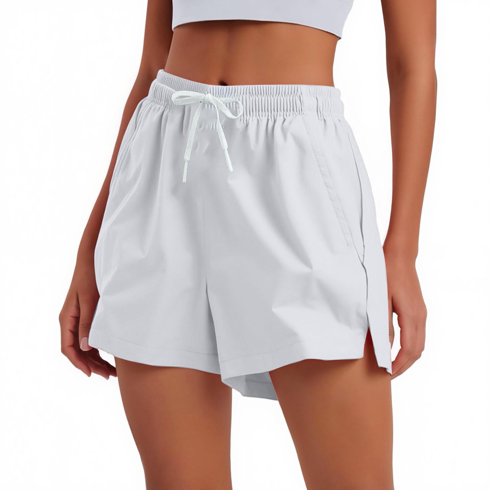 Women s Sports Shorts Casual Loose Color Breathable Quick Drying Shorts L белый
