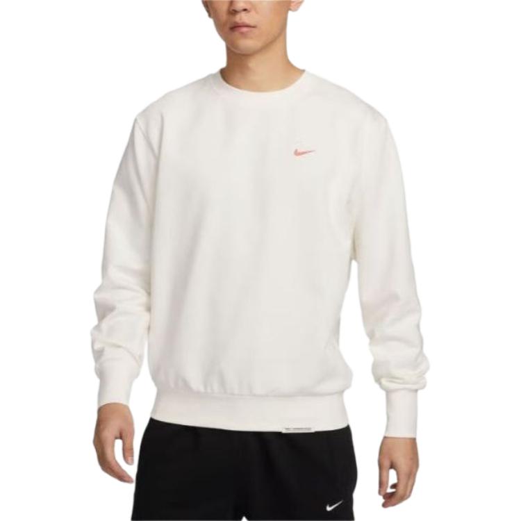 Nike Sudadera de cuello redondo holgada con logo bordado para hombre Tops Blanco HF1115-100