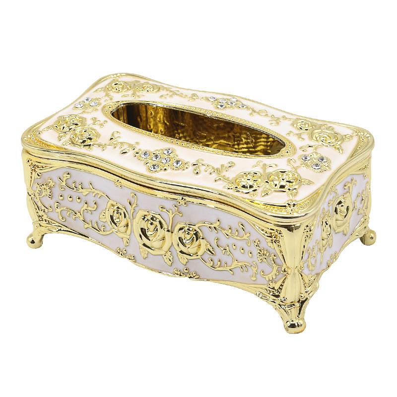 European Style Creative Carved Tissue Box Cover Holder Hotel Living Room Decorative Tissue Holders Dining-Table Tissue Box золотой