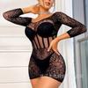 Sexy and Seductive European and American Style Innerwear, Tight and Seductive Jumpsuit, Passionate Opening, No Need To Take Off Net Top, Women's Style