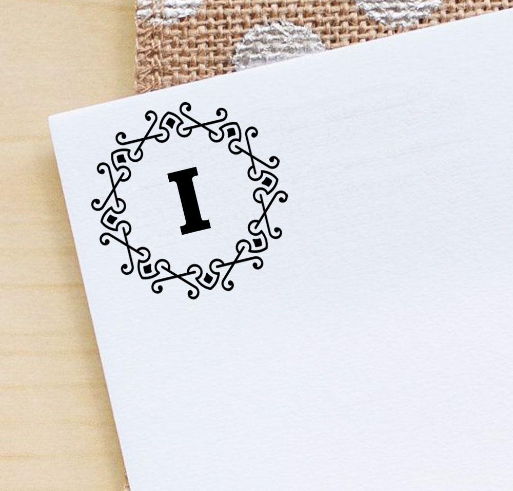 Printtoo Alphabet I Monogram Octagon Celtic Swirl Frame Self Inking Rubber Stamp Office