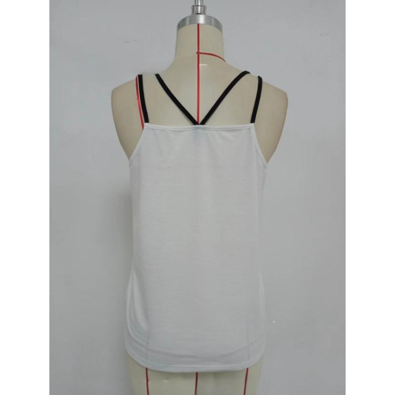 Womens V Neck Double Strap Tank Top With Dragonfly Print Casual Solid Color Sleeveless Blouse