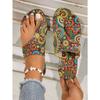 Large size cool slippers women's summer new flat-bottom printing set toe ethnic style cool slippers