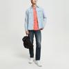 Calvin Klein Solid Single-Breasted Point Collar Long Sleeve Denim Shirt With Square Pockets Men Tops Light-Blue J320536-1AA