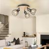 Plafonnier led - kimjo - 3 spots orientables - métal et bois - noir - e14 40w