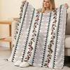 Soft Flannel Throw Blanket Anti-pilling Geometric Floral Print, Breathable All Seasons, Ideal for Bedroom, Living Room, Christmas & Halloween Decor