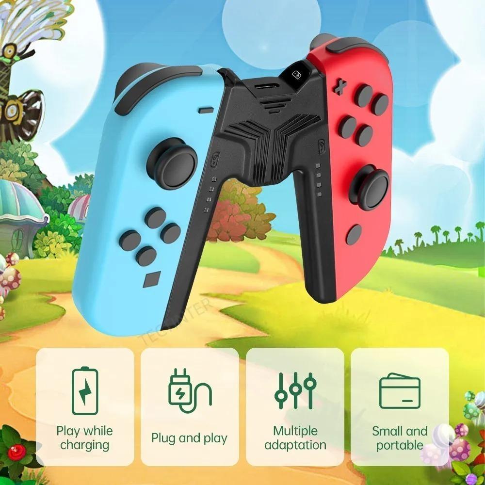 Charger Grip for Nintendo Switch/Oled Joypad Controller Gamepad Type-C Charging Stand with LED Indicator for Switch Accessories