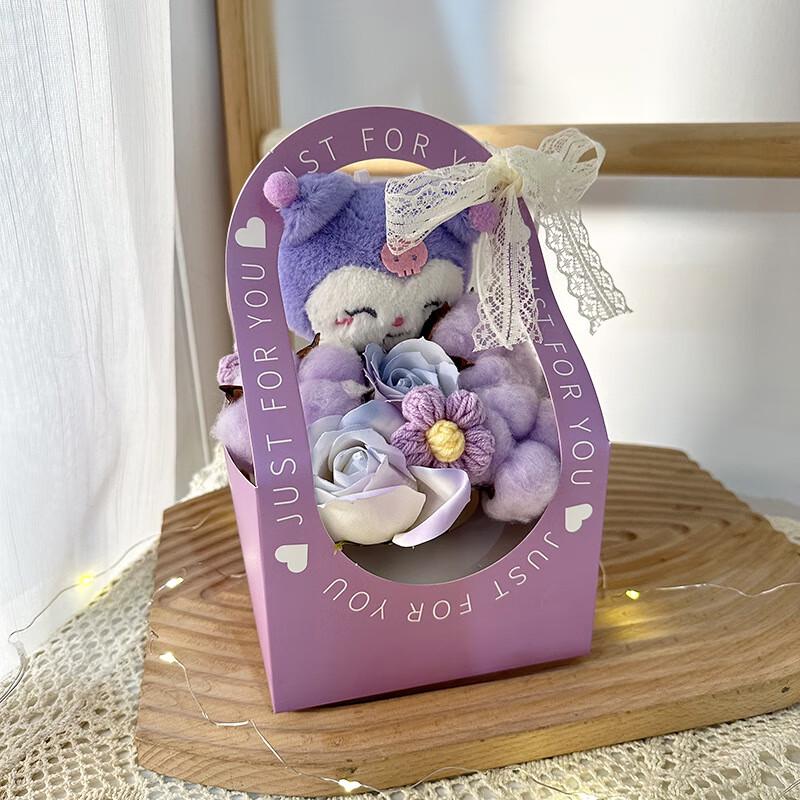 Creative Artificial Rose & Cartoon Plush Toy Bouquet Basket