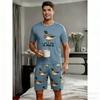 Men's Set European Style Duck Printed Men's T-shirt and Shorts 2 Piece Set Summer Casual Outdoor Men's and Women's Outfit Clothing