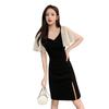 Black Side Split Dress Women's Year New Waist Skinny Skirt Sexy Temperament Summer Muse Fan