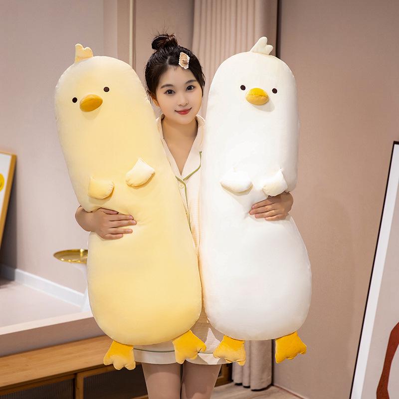 Yellow Chicken Hugging Pillow - Male & Female Plush Long Cushion Doll