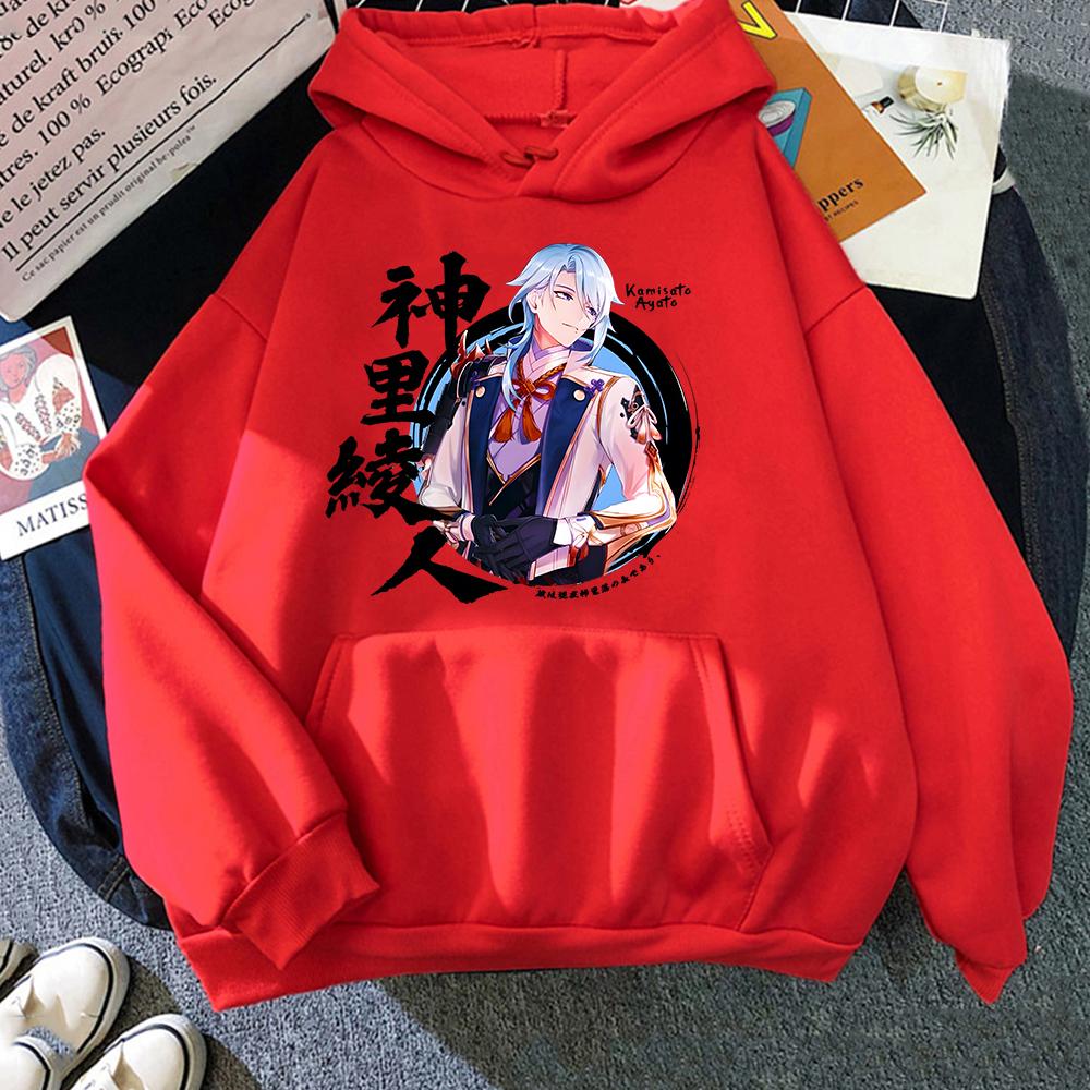Genshin Impact Hoodie Kamisato Ayato Sweatshirts Women Clothes Unisex Couple Tops Graphic Print Pullovers Girls Plus Size Hoody