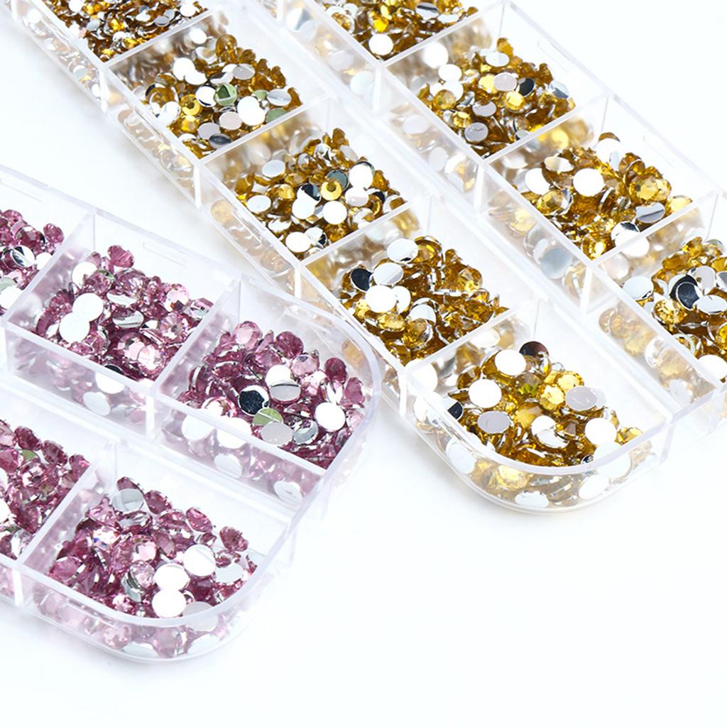 Glänzende Nagel-Strasssteine, runde Strasssteine mit flacher Rückseite, für DIY-Schmuck, Basteln, Nagelkunst-Dekorationen