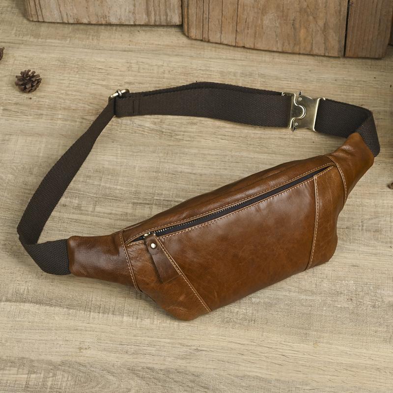 Crazy Horse Echtleder Kopfschicht Rindsleder Herren Gürteltasche Leder Umhängetasche Retro Outdoor Freizeit Sport Handy Gürteltasche