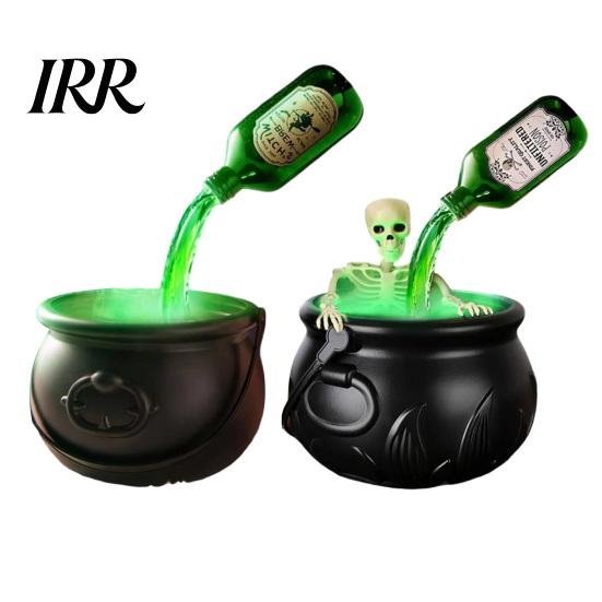 Halloween Party Decor Witch Cauldron, Large Plastic Black Bucket with Floating Potion Bottle, Durable Decoration Spooky Soup Pot for Home Porch,