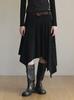 Teuwi Arden Asymmetrical Suede Midi Skirt (Belt Set)