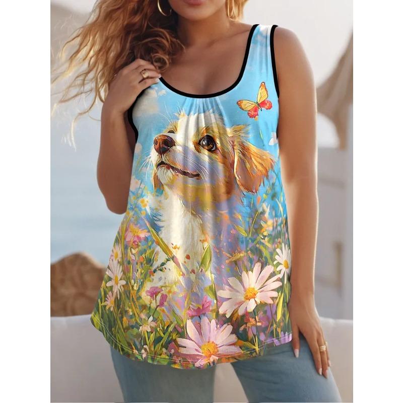 Zajímavé potisky Dámská bezrukávová vesta Kreativní barevná Ležérní Volná Módní Všestranná Letní vesta