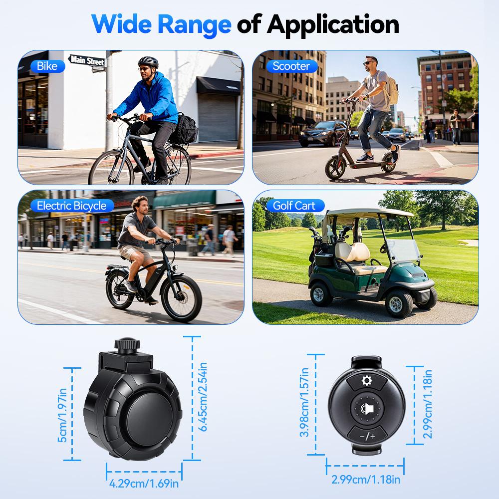 Rockbye Bicycle Electric Bell Horn 120dB USB Charge MTB Scooter Road Bike Handlebar Horn 6 Modes Alarm Ring Remote Control