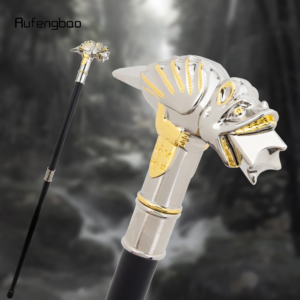 Golden White Lizard Chameleon Tongue Cane Fashion Decorative Walking Stick Gentleman Elegant Cosplay Cane Knob Crosier 93cm