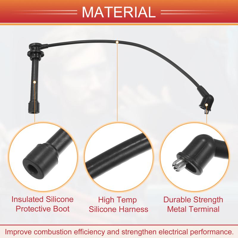UXCELL 4 Pcs Spark Plug Wire Ignition Coil Cable No.224409Z060 for Nissan Frontier