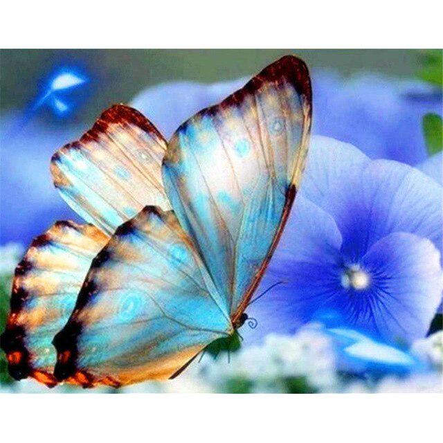 DIY 5D Diamant Malerei Schmetterling Blume voller runder Strass Tier Mosaik Kreuzstich