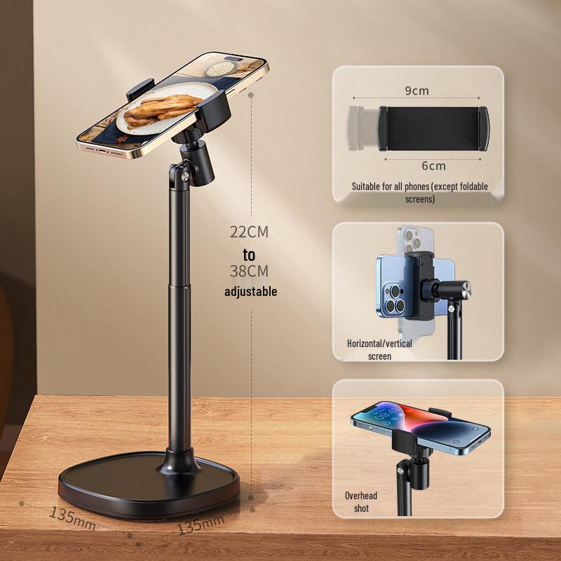 Soporte para teléfono móvil 2025: Soporte de Escritorio para Transmisión en Vivo y Selfies Cenitales, Uso Universal para TikTok y Videos.