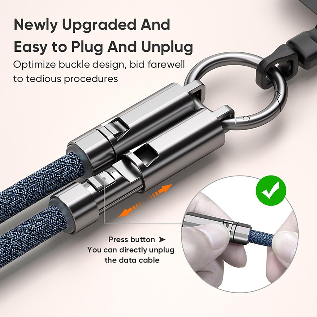 Phone Lanyard Cable 240W Fast Charging Type-C to Type-C Wire with Zinc Alloy Lock Smart Chip 120cm for Laptop Tablet Phone Data Sync