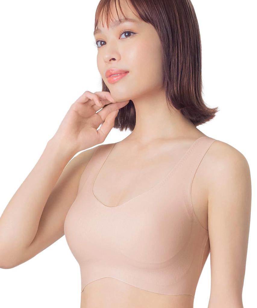 Cotton Blend Comfortable and Less Half Top KB1031 PO L [Wing/Wacoal] Non-wired Bra, Material, Beautiful, Stuffy, [Luxurious Cotton] Women's