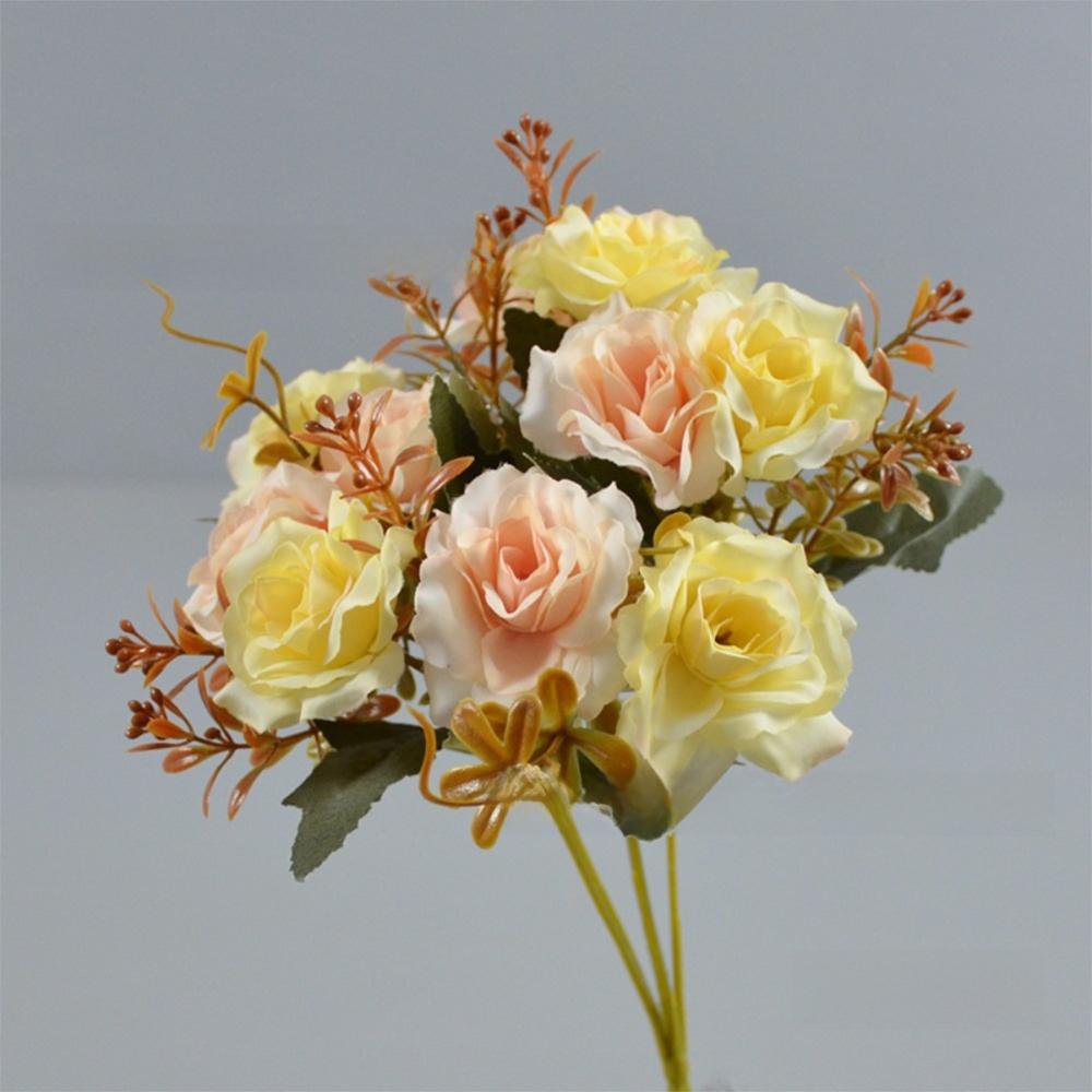Realistic 10 Heads Artificial Rose Bouquet 32cm Silk Western-Style Floral Decor Artificial Flowers Home Decor