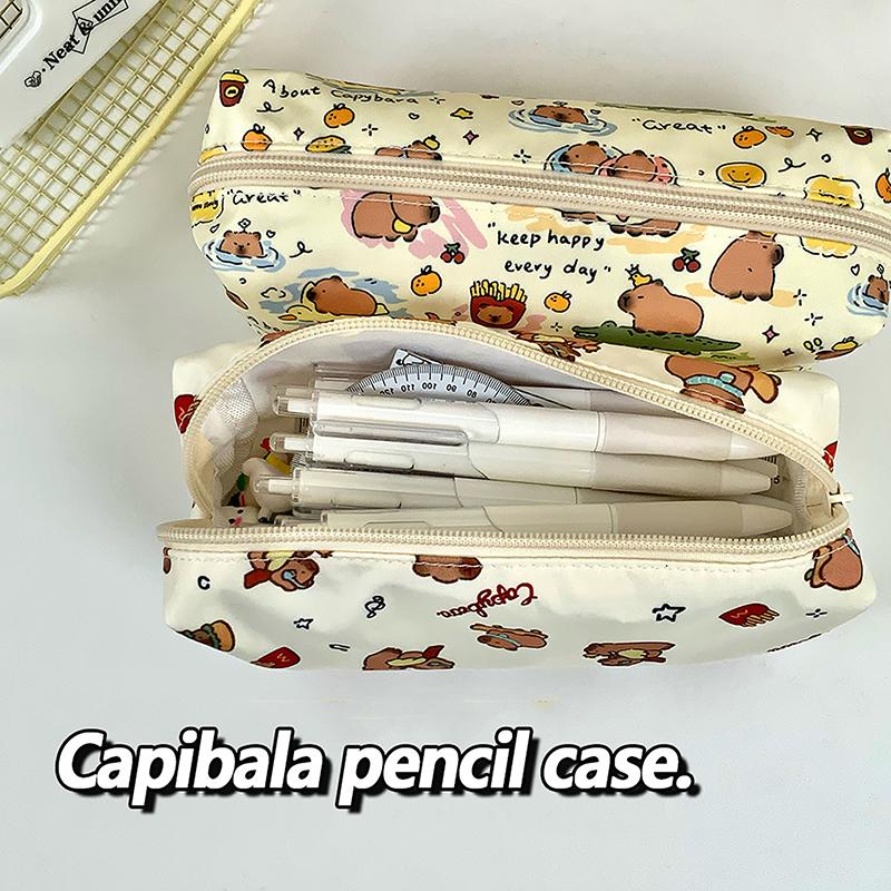 Cute Kawaii Good-Looking Capibala Pattern Print Stationery Bag Simple Pencil Case Pen Bag School Supplies Student Gift