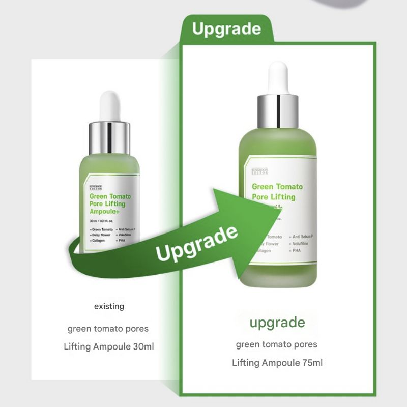 SUNGBOON EDITOR Green Tomato Pore Lifting Ampoule Plus 75ml – Pore Tightening & Firming Serum for Smooth Skin Texture