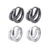 Round Circle Double Circle Silver Color Punk Jewelry Men Hoop Earrings Stud Earrings Ear Studs