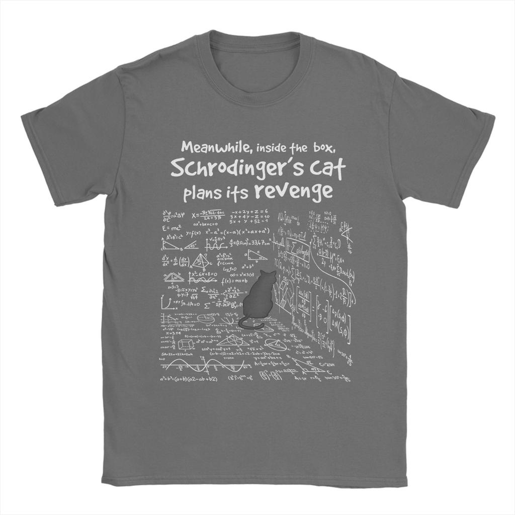 Herren Schrödinger's Katze Mathematik T-Shirt Reines Baumwollkleidung Vintage Kurzarm Rundhals T-Shirts Übergröße T-Shirt