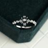 Retro fashion simple copper plated white gold black square zircon ladies ring