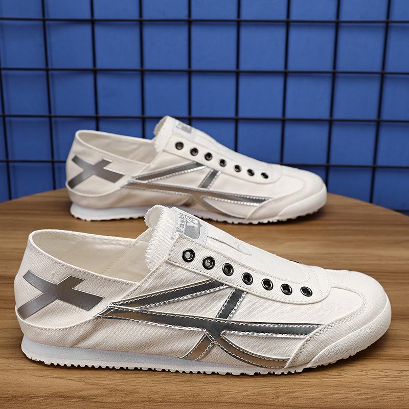 

Men s Breathable Summer White Canvas Slip-on Shoes 44