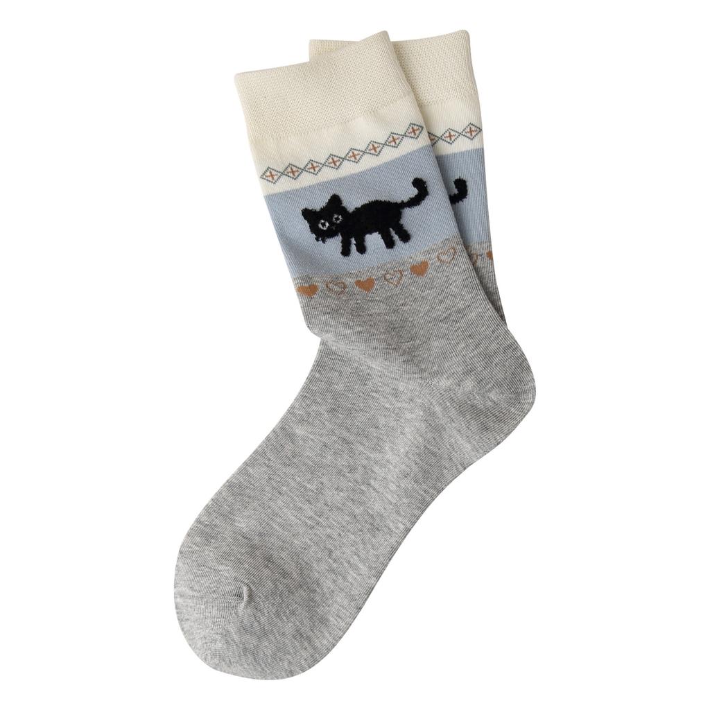 Fer Island Children's Autumn-winter Mid-length Plush Socks Featuring Cute Cartoon Cats and Dogs with Fleece Material and Without Bones