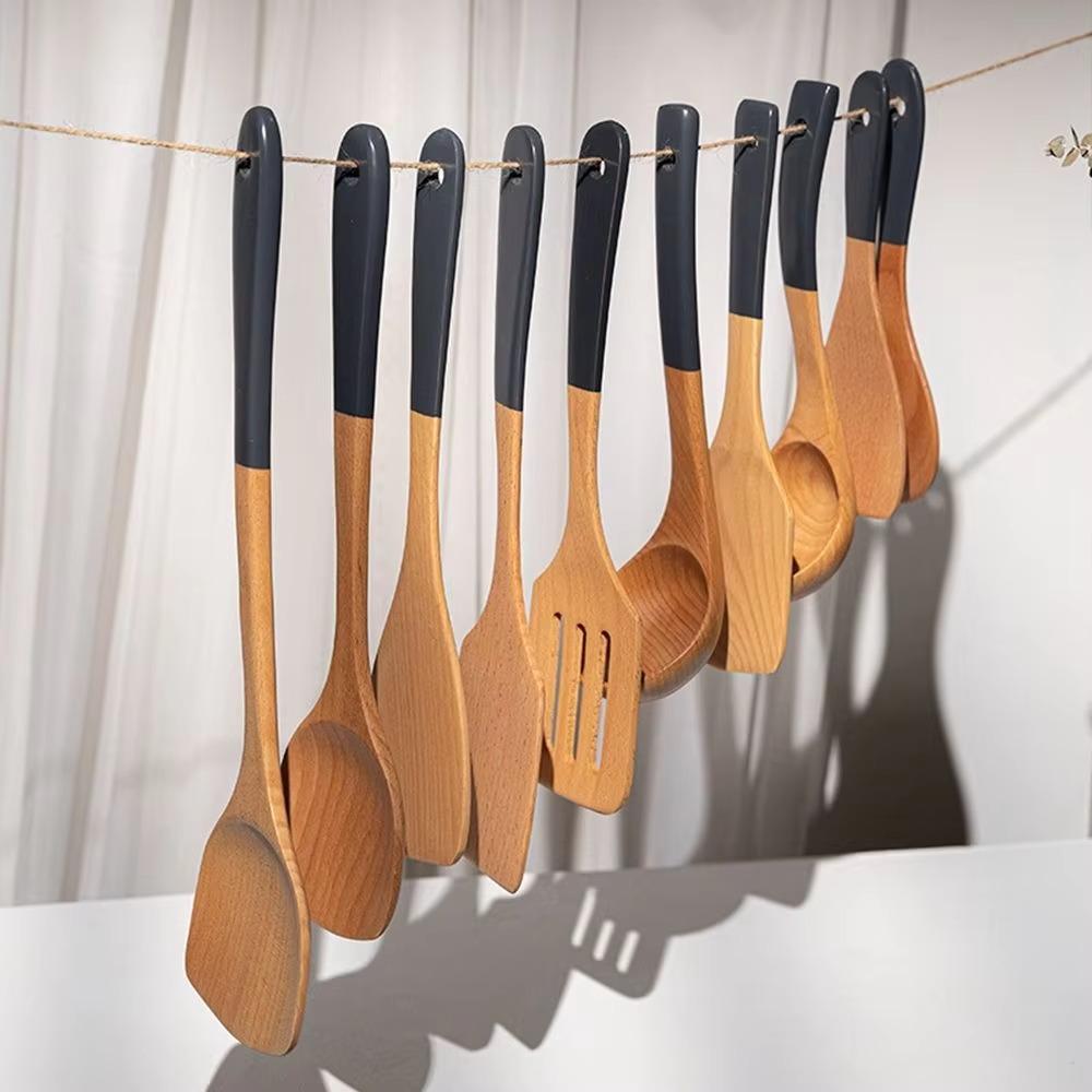 3/5 Pcs Long Handle Wooden Cooking Kitchenware Set Non-stick Cooking Utensil Set  Non-stick Pan