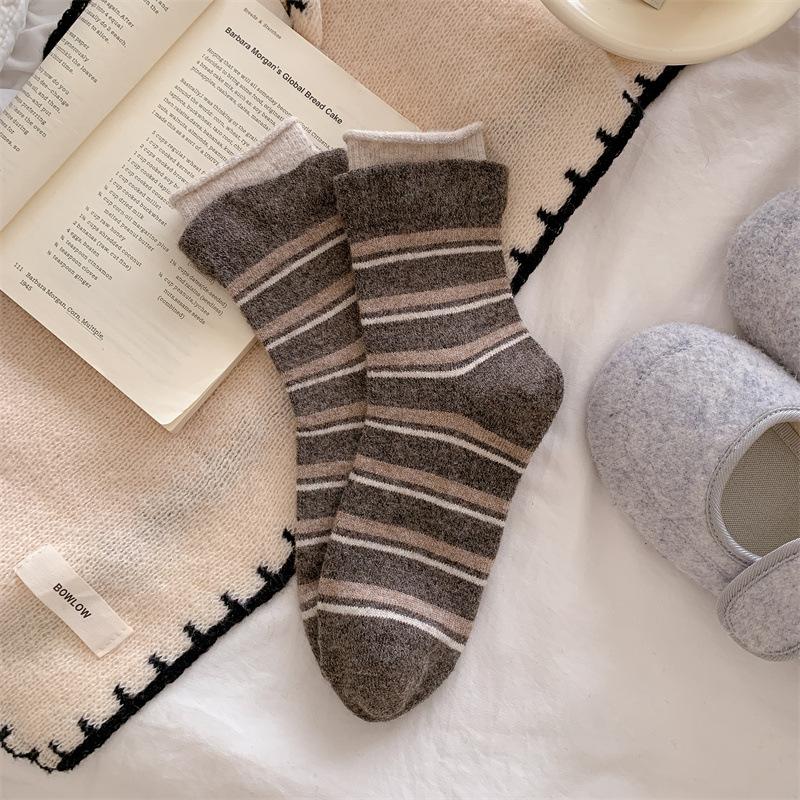 Heel Big Cat Socks, Women's Autumn and Winter Woolen Women's Socks, Thickened Warm Long Socks, Fluffy Mid-calf Socks
