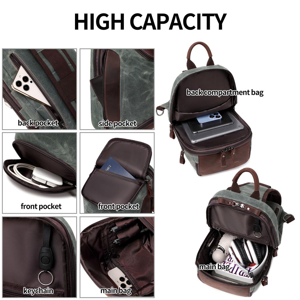 Vintage Canvas Zip Chest Bag Waterproof Men'S Crossbody Vintage Shoulder Bag Custom Men'S Unisex Crossbody Bag