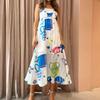 Frühling 2026 Europäisches & Amerikanisches Damenkleid mit Graffiti-Print - Sexy Spaghettiträger, Ärmellos, Großes Saumdesign