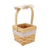 Woven Flower Hand Baskets with Handle Plastic Layer DIY Bow Decoration Weddings Rattan Basket for Office Fruit Store