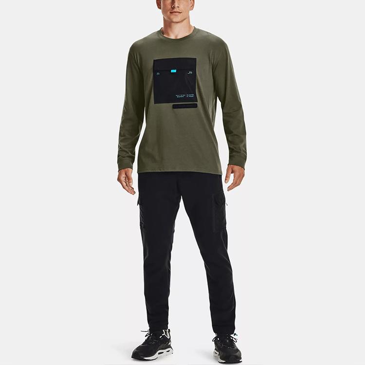 Under Armour Sports Crew Neck Pullover Straight Long Sleeve T-Shirt Men Tops Muted-Green 1367967-390