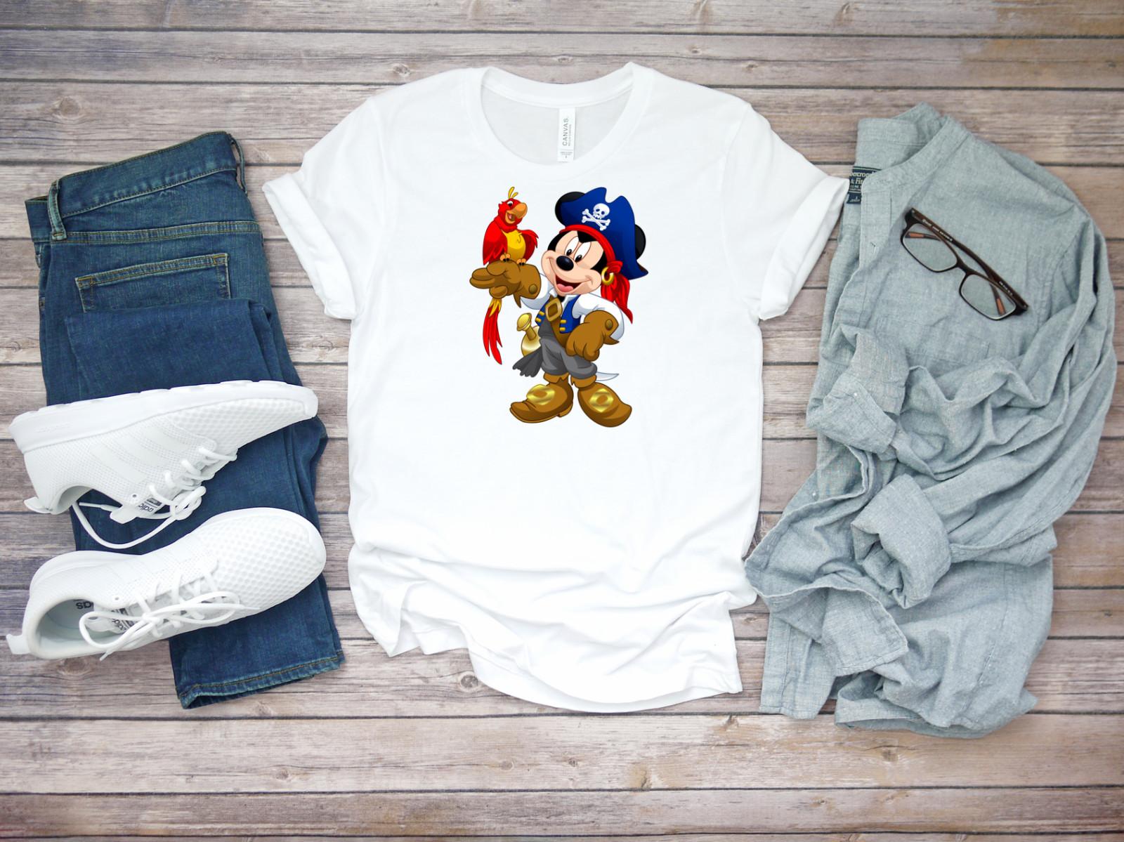 Mickey Mouse parrot pirate Short sleeve Men T-shirt K1 XXL